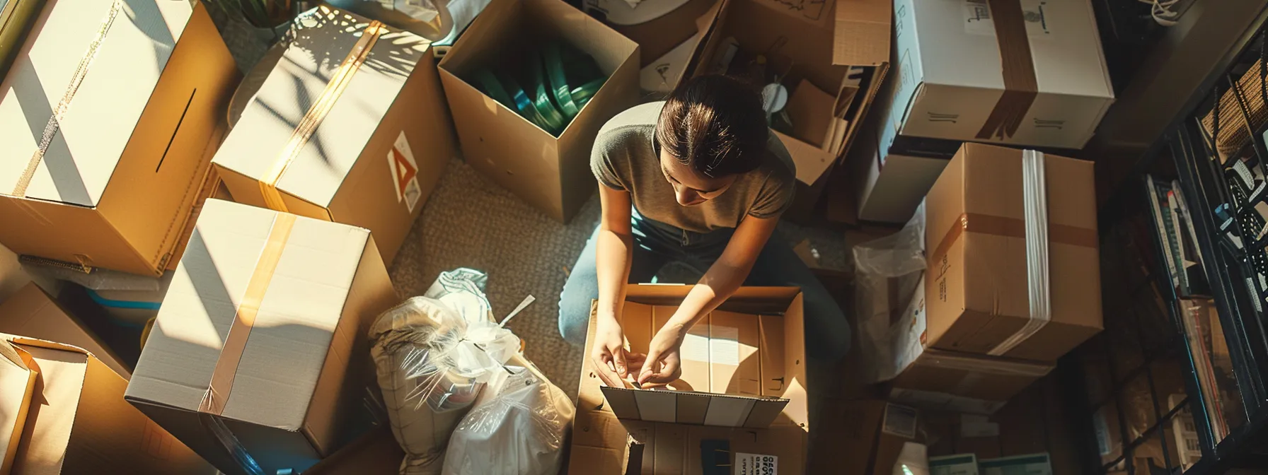 A Woman Surrounded By Moving Boxes And Packing Supplies, Checking Off Items On A Detailed Checklist In Downtown San Francisco.