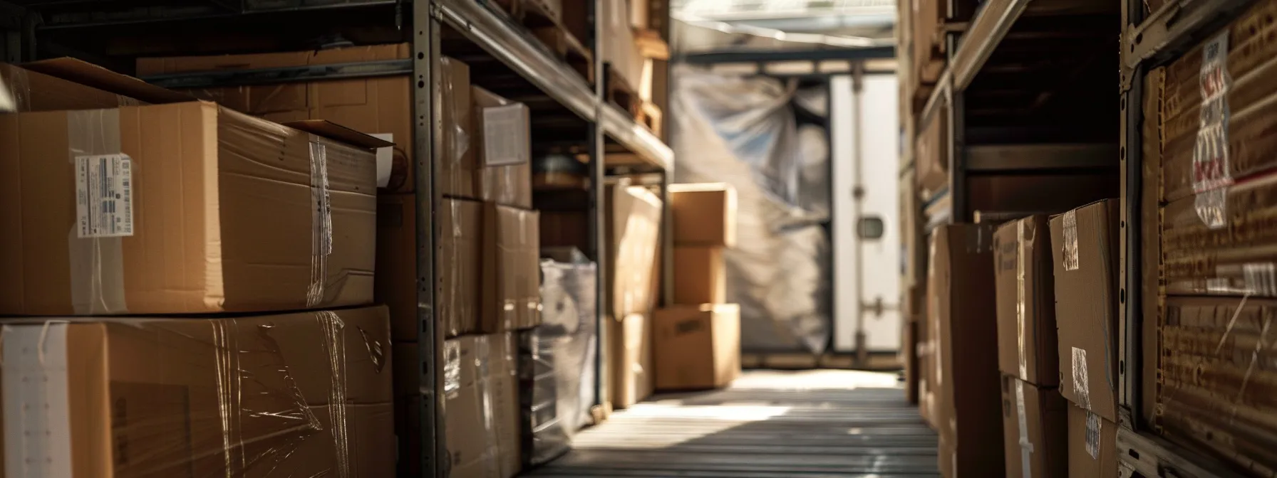 Carefully Wrapped And Labeled Boxes Stacked Neatly In A Moving Truck, Ready For A Safe Journey To A New Home.