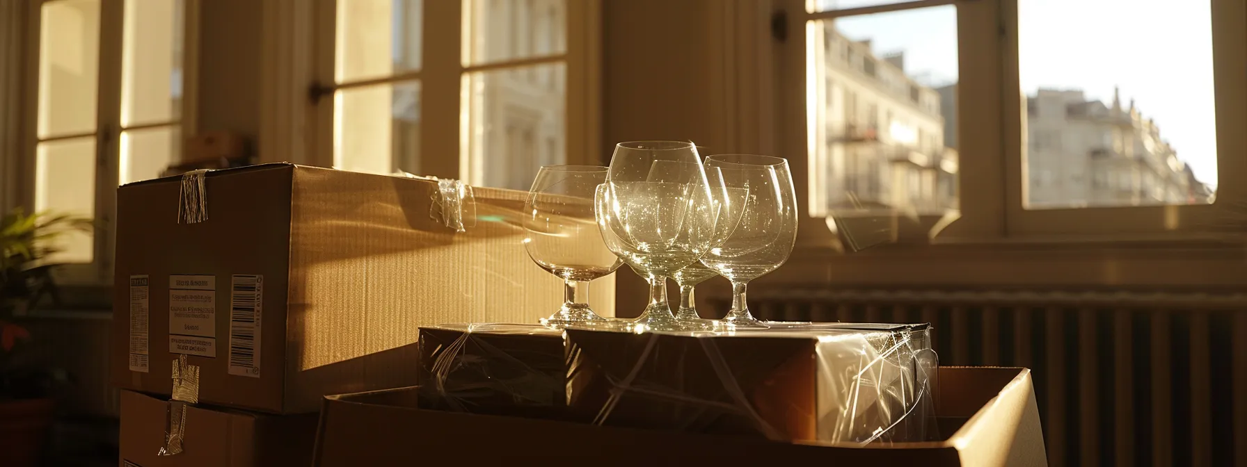 Carefully Wrapping Delicate Glassware And Securing Fragile Items In A Box Labeled With Care Instructions, Ensuring A Safe And Successful Apartment Move In Downtown San Francisco.