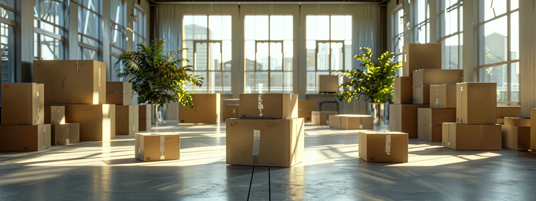 Efficiently Labeled Moving Boxes Neatly Arranged By Category In A Spacious Room.