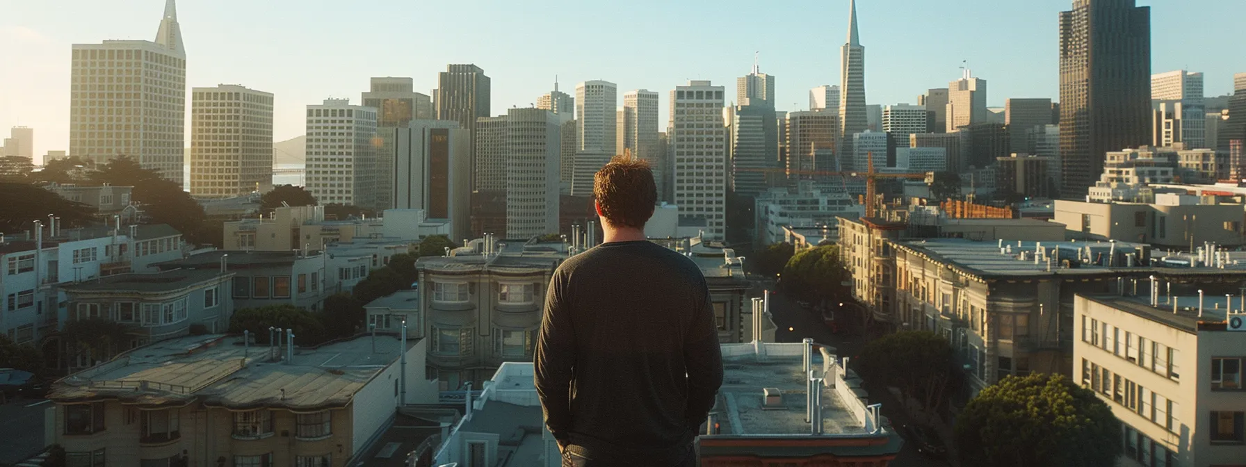 Gazing At Modern High-Rise Apartments In Downtown San Francisco, Surrounded By Bustling Streets And City Life.