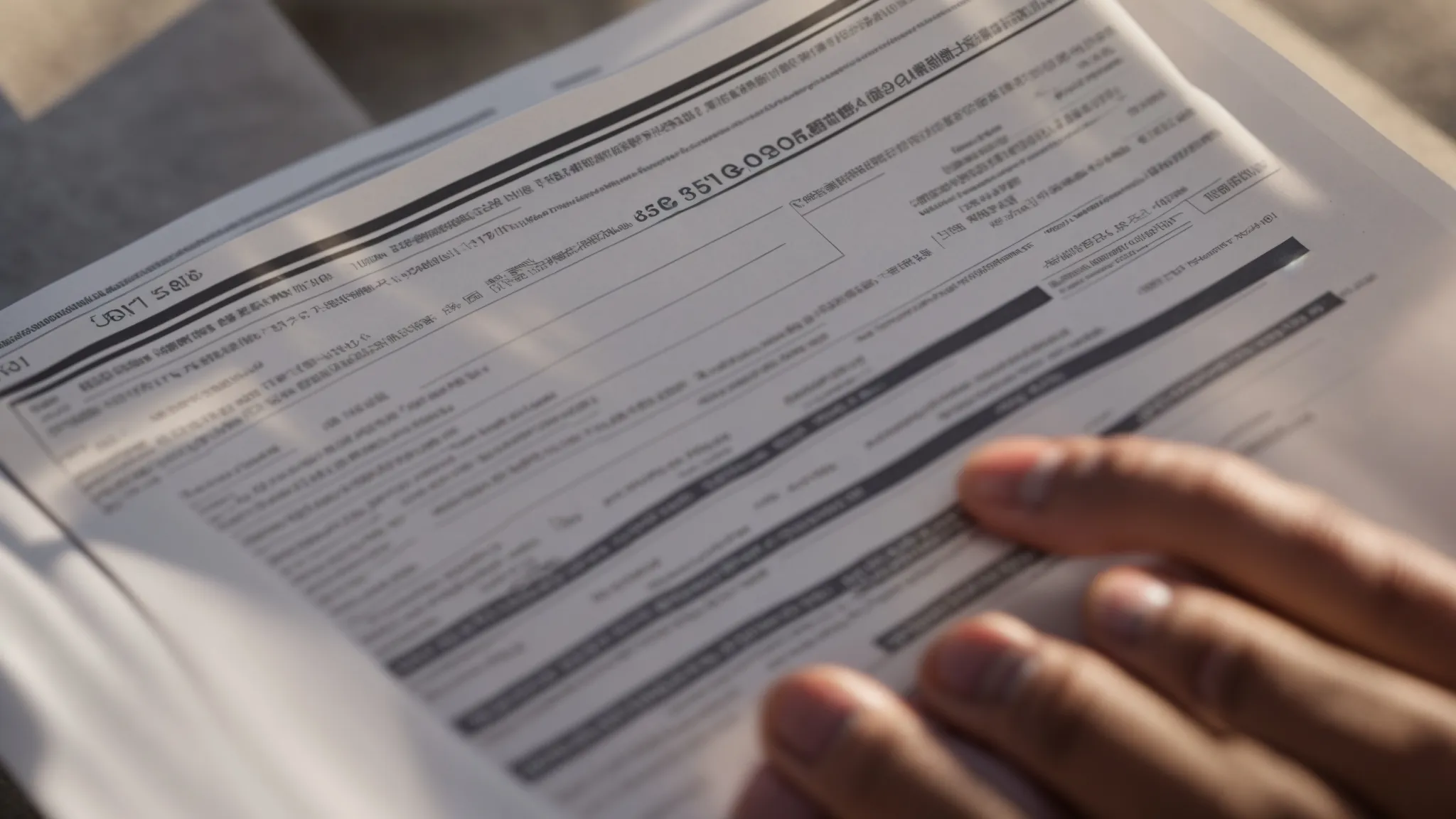 A Person Reviewing A Stack Of Legal And Financial Documents Under The Bright Sun In Irvine, Ca (33.6846° N, -117.8265° W).