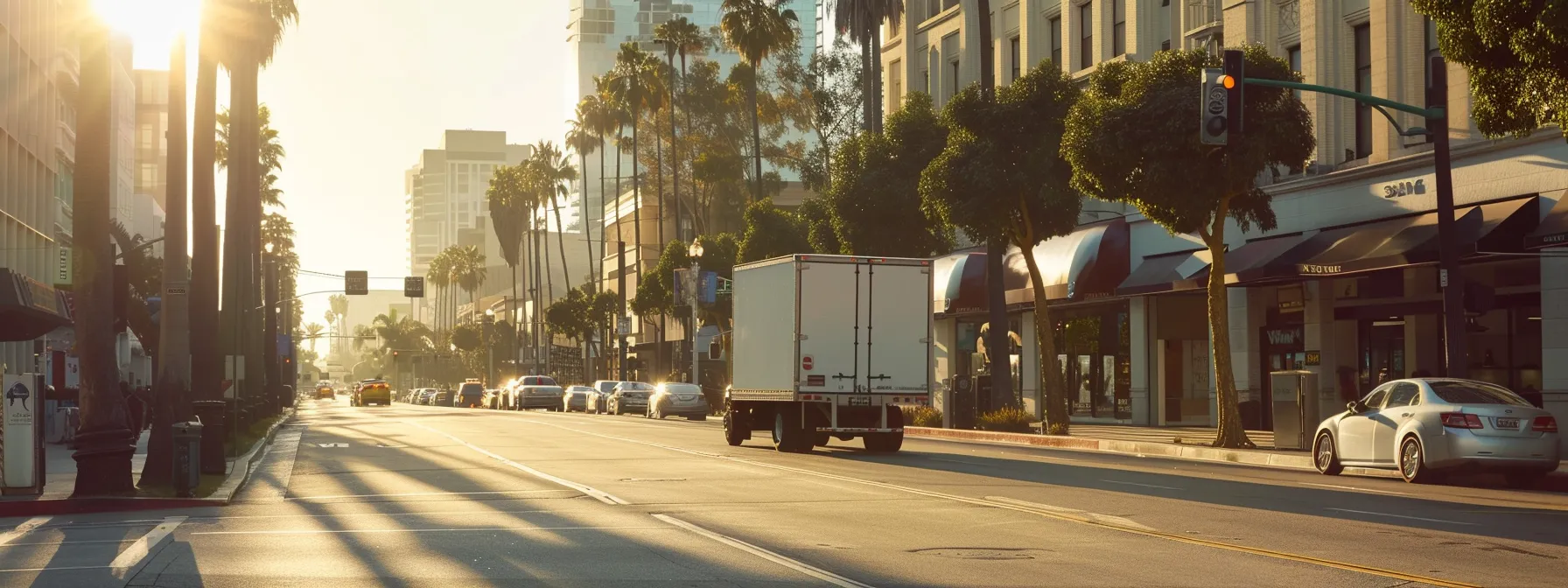 Professional Los Angeles Movers Expertly Navigating Through Bustling City Streets With Precision And Ease.