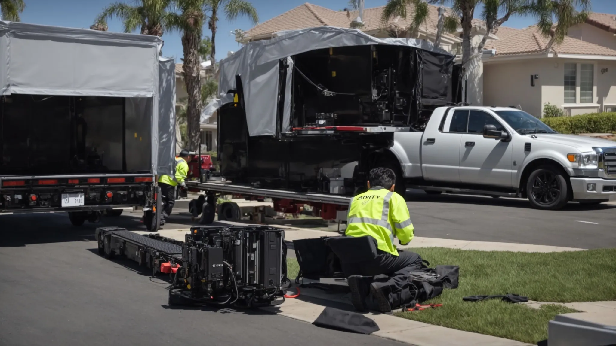 A Professional Moving Company Crew Carefully Loading A Grand Piano Into A Moving Truck In Irvine, Ca (Lat: 33.6846, Long: -117.8265) - 