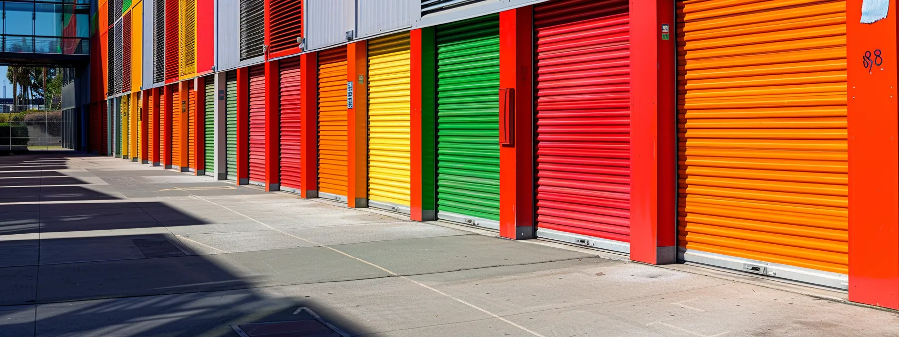 A Row Of Modern, Secure Storage Units With Bright, Vivid Signage In Downtown San Francisco. (Geo-Tags: 37.7749° N, 122.4194° W)