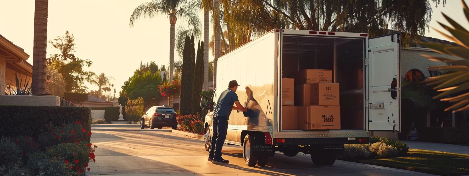 A Team Of Professional Local Movers In Orange County Carefully Loading A Moving Truck In Irvine, Ca, Showcasing Efficiency And Expertise In Logistics.