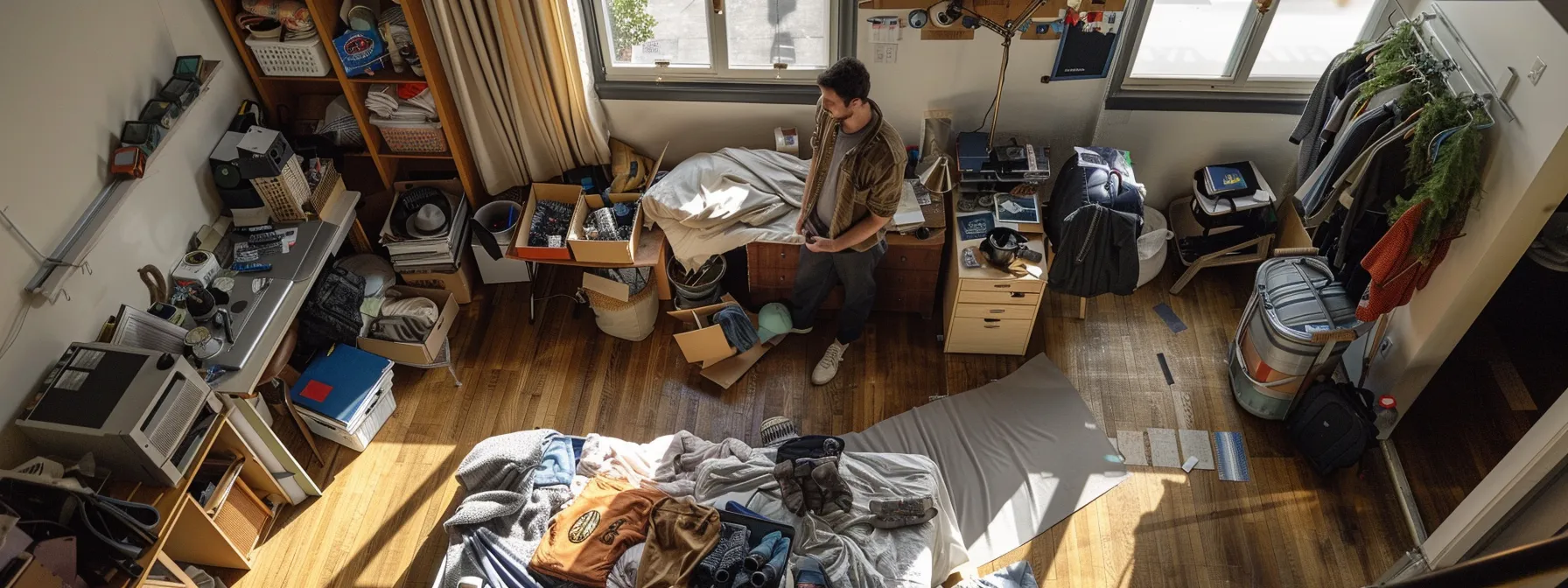 Efficiently Sorting Through Belongings In A Light-Filled Room, Separating Items For Donation And Reuse To Minimize Waste During The Moving Process In Downtown San Francisco.