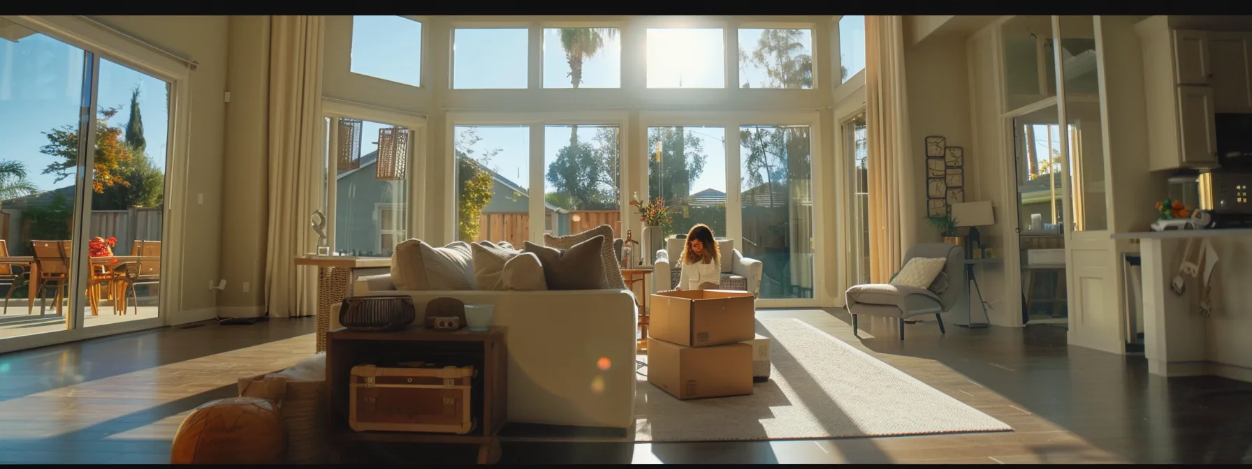 A Family Happily Unpacking Boxes In Their Spacious New Irvine Home, Surrounded By Bright, Sunny Windows And Freshly Painted Walls (33.6850° N, 117.8253° W).