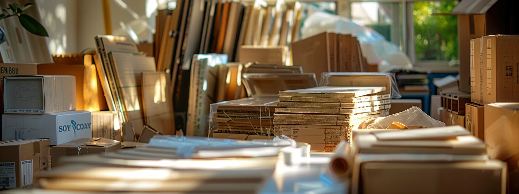 A Close-Up Shot Of A Stack Of Various Fragile And Non-Fragile Items, Ready For Packing, Under The Bright Orange County Sun In Irvine, Ca.