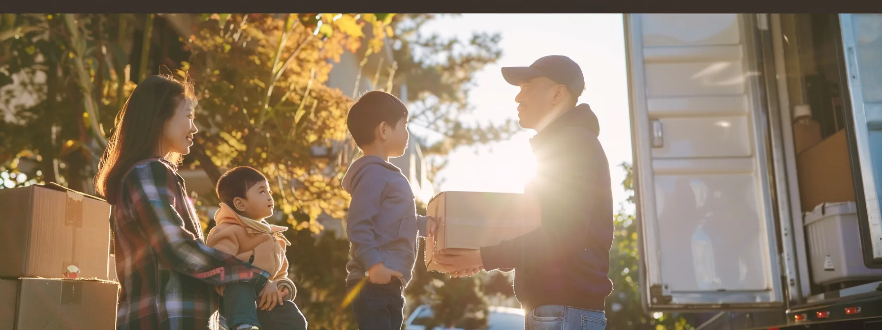 A Family Standing In Front Of A Moving Truck, Carefully Inspecting Quotes And Comparing Prices While Looking Cautious But Determined.