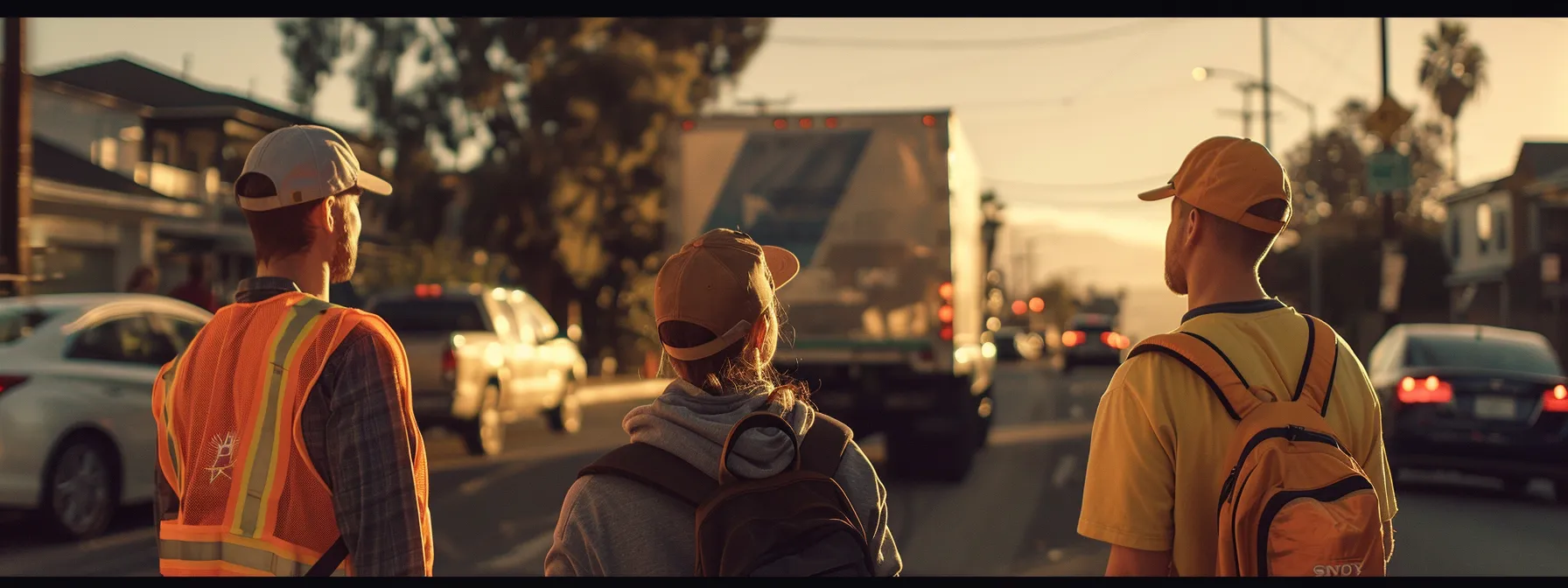 A Family Watching A Professional Moving Crew Navigate The Busy Streets Of Los Angeles With Ease, Showcasing A Stress-Free And Efficient Moving Day Experience.