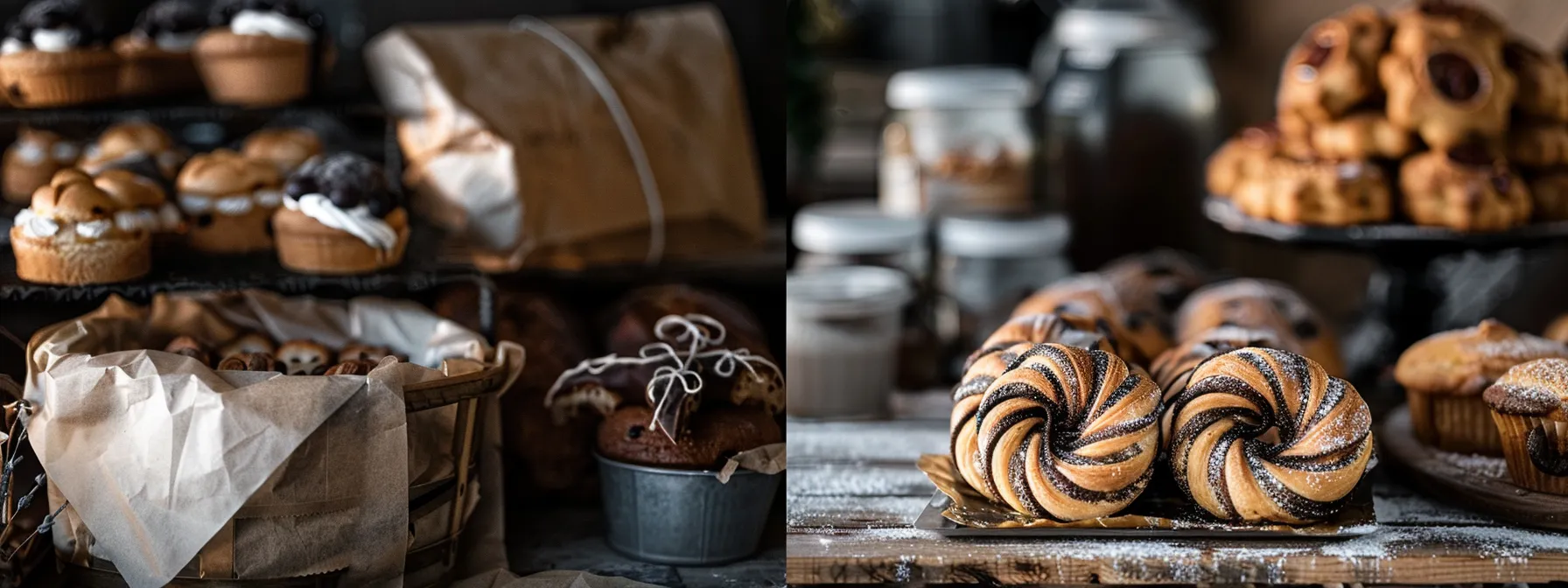 A Local Bakery In Irvine, Ca Showcases Their Products In Eco-Friendly Packaging, Highlighting Their Commitment To Sustainability And Community Values.