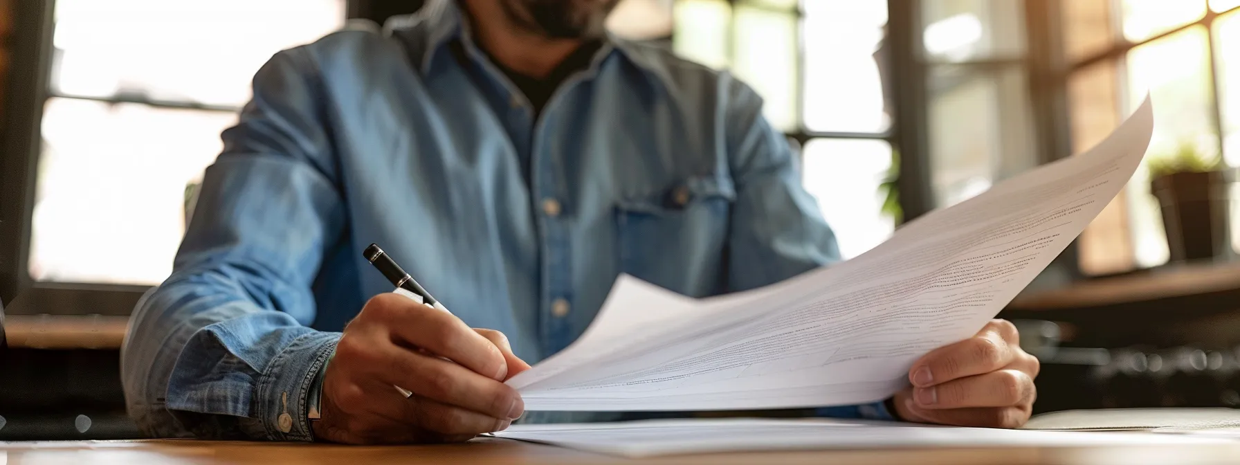 A Man Reviewing Official Documents With A Trustworthy La Moving Company Representative.