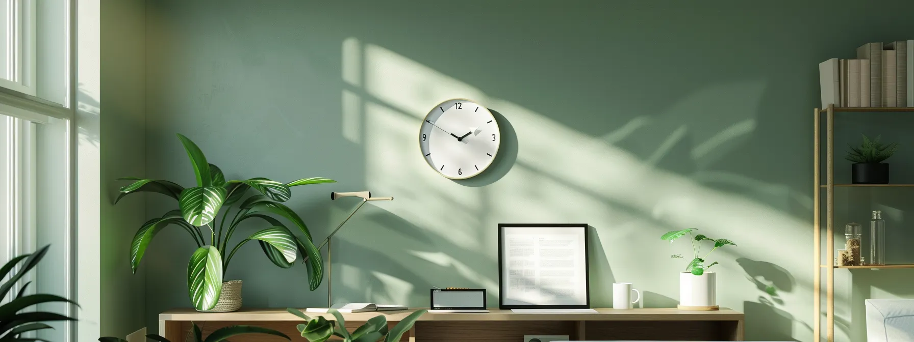 A Minimalist Living Room With Few Belongings, A Digital Tablet Displaying Documents, And A Clock Showing Off-Peak Hours, Showcasing A Green Relocation Strategy.