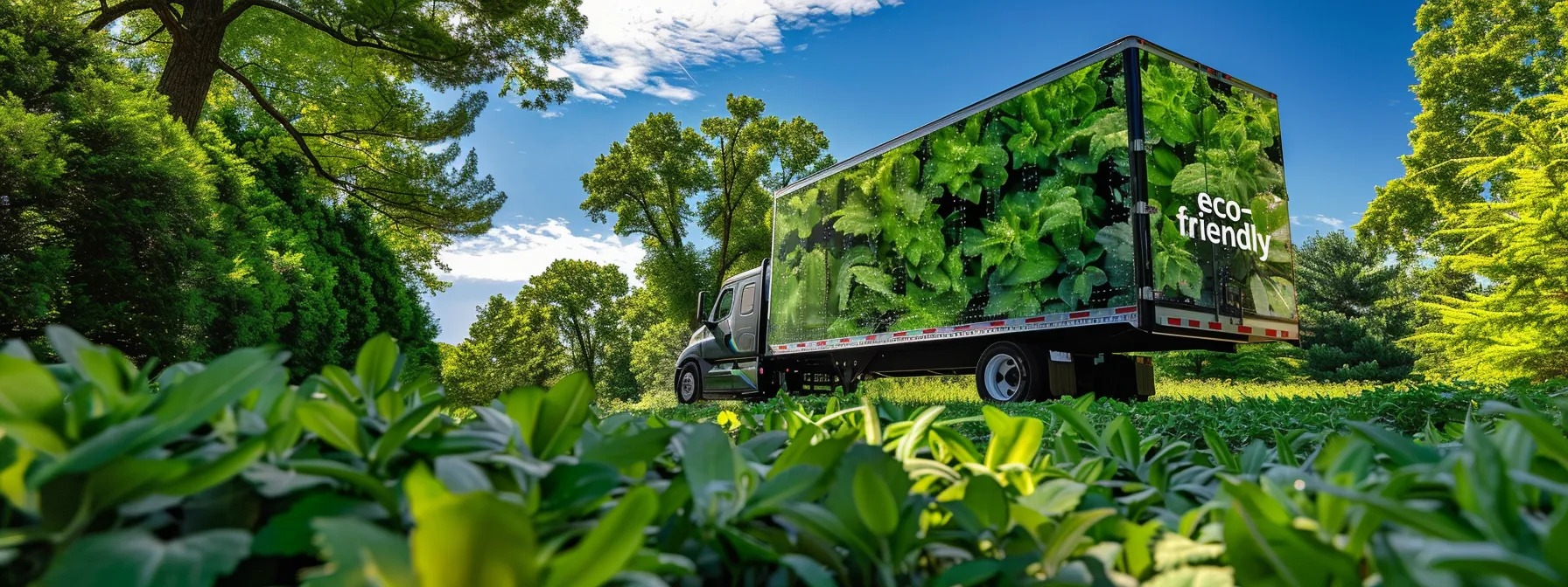 A Moving Truck Adorned With Vibrant Green 