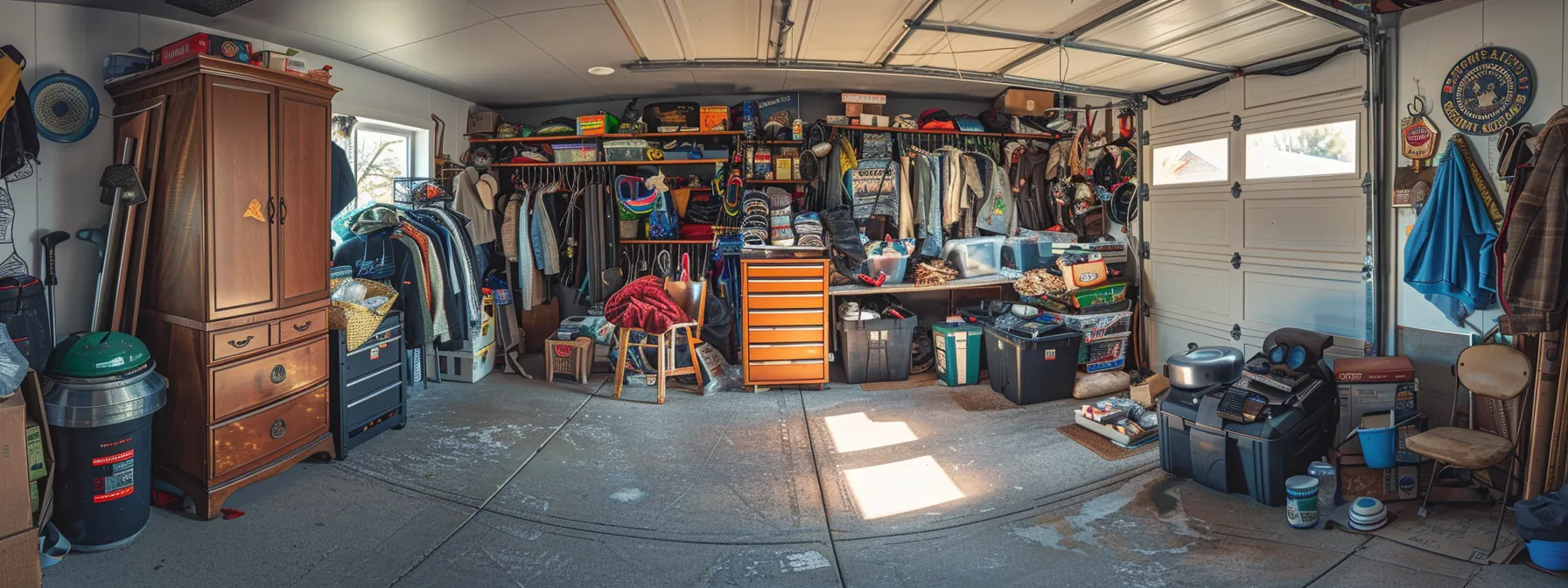 A Neatly Organized Garage Sale Set Up With Items Sorted Into Keep, Donate, Or Discard Categories, Ready For A Successful Moving Process.