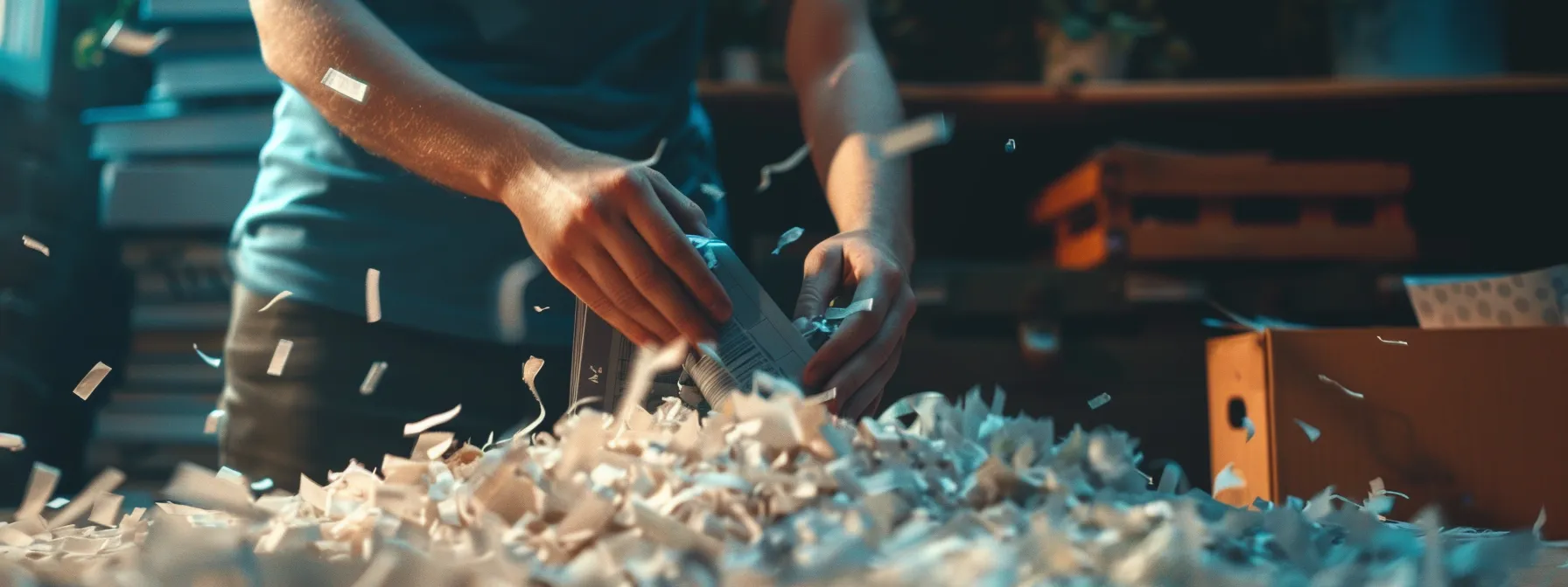 A Person Shredding Important Documents Before Disposal To Safeguard Personal Information During A Move.