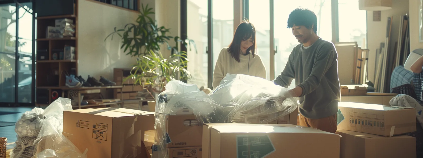 A Professional Packing Team Carefully Wrapping Delicate Items In Bubble Wrap And Packing Them Into Labeled Boxes, Surrounded By Moving Supplies And Tools, Creating A Sense Of Organized Efficiency In A Bright, Spacious Room.