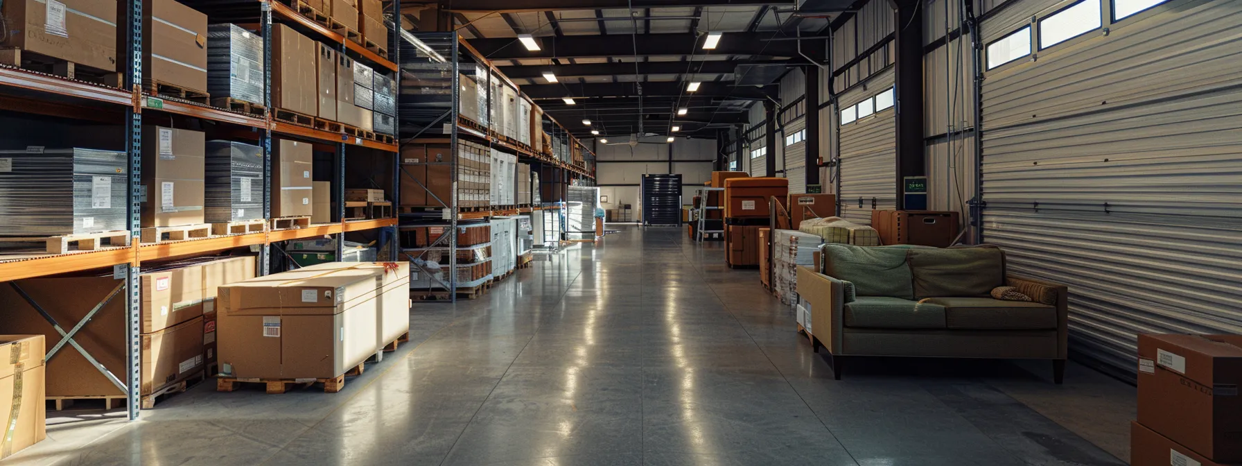 A Spacious Storage Unit In Los Angeles Filled With Neatly Organized Boxes, Furniture, And Storage Containers, Showcasing The Convenience And Efficiency Of Short-Term Storage Solutions.