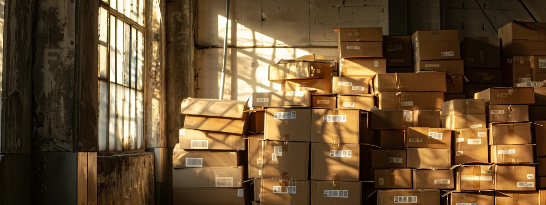 A Stack Of Biodegradable Boxes Filled With Recyclable Materials Ready For Transport, Showcasing Eco-Friendly Packing Solutions In Action In Los Angeles.