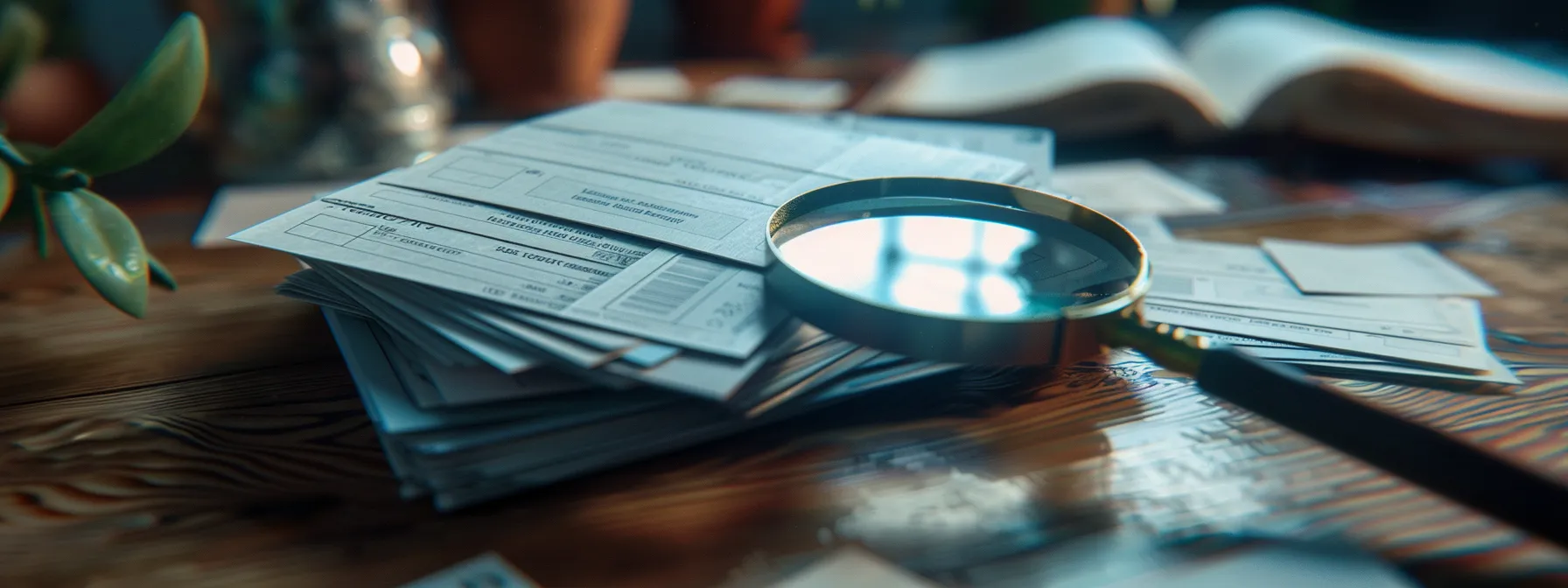 A Stack Of Generic, Inconsistent Moving Company Review Cards On A Table, With A Magnifying Glass Examining The Details Closely.