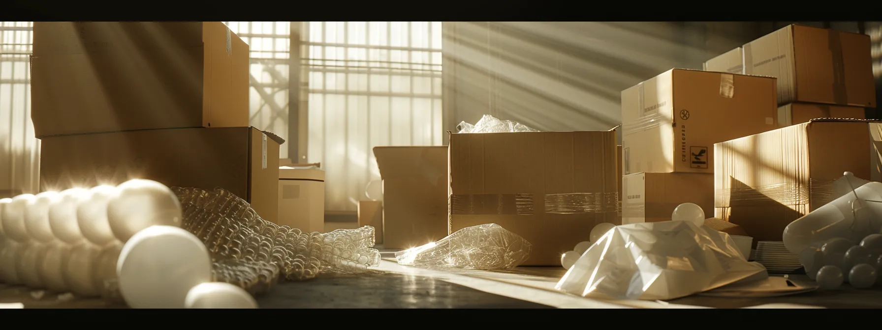 A Stack Of Moving Boxes With Bubble Wrap And Packing Materials Scattered Around, Highlighting The Variety Of Services Offered By Local Home Movers In Los Angeles.