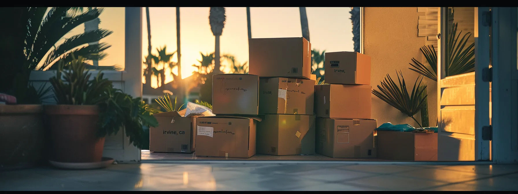 A Stack Of Neatly Packed Moving Boxes Labeled With 