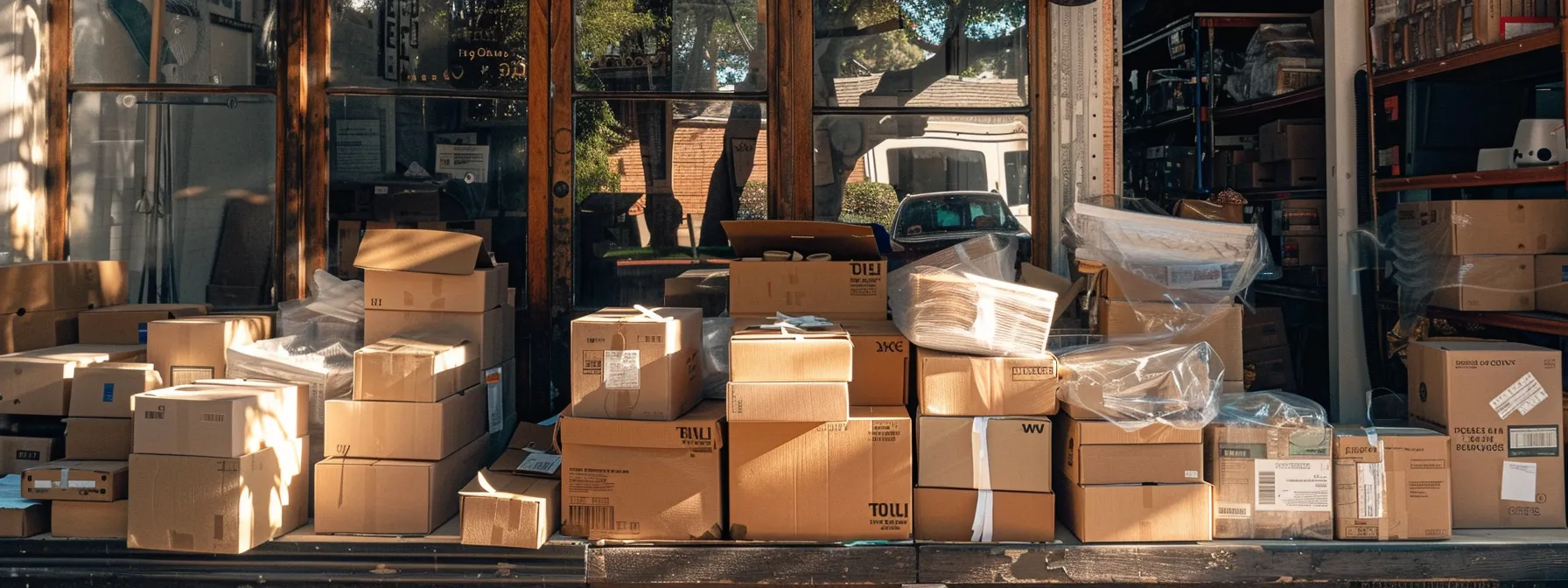 A Stack Of Sturdy Cardboard Boxes, Surrounded By Neatly Organized Bubble Wrap And Packing Tape, Ready For A Smooth And Efficient Move In Los Angeles.