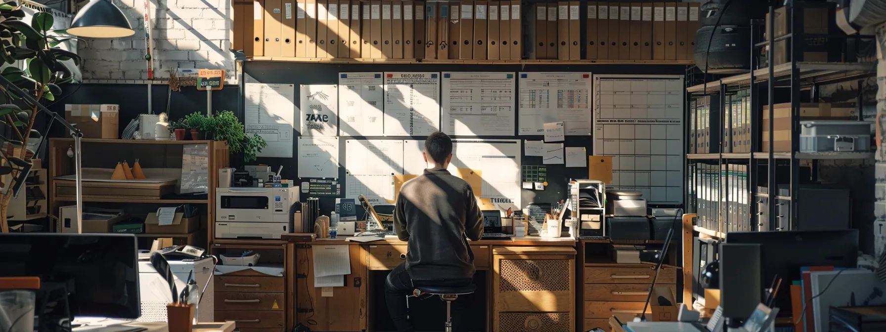 An Organized Office Space With A Detailed Moving Checklist, Staff Discussing Logistics, And A Budgeting Spreadsheet Displayed Prominently.