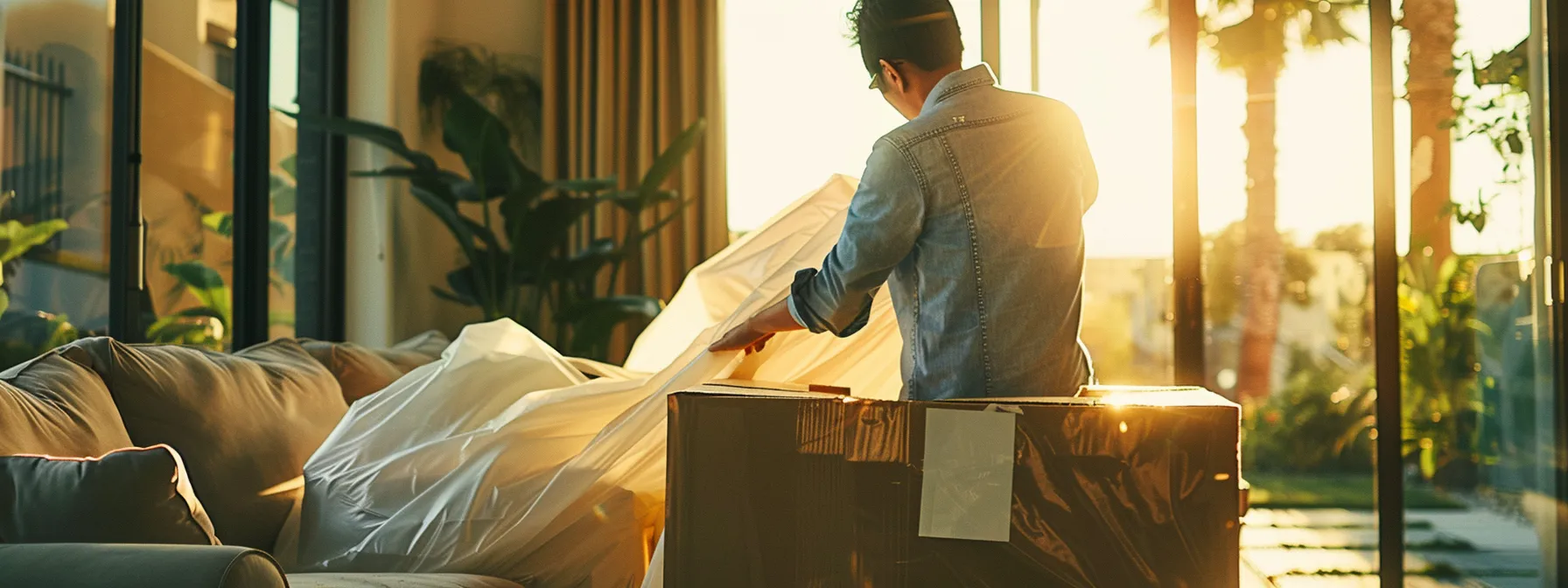 Expert Movers In La Carefully Wrapping Delicate Furniture In High-Quality Materials For Safe Transport.