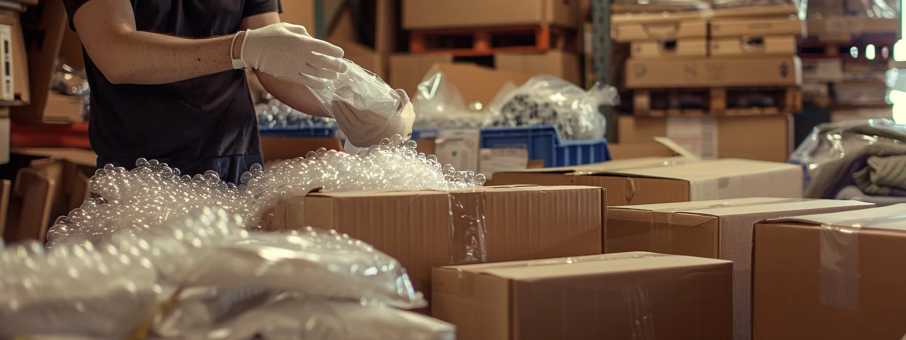 A Person Carefully Wrapping Fragile Items In Bubble Wrap And Placing Them In A Sturdy Box, Surrounded By Stacks Of Labeled Boxes And Disassembled Furniture, All Ready For A Cost-Saving Move In Irvine, Ca (33.6846° N, 117.8265° W). (Image Filename: Cost-Saving-Packing-Irvine-Ca.jpg)