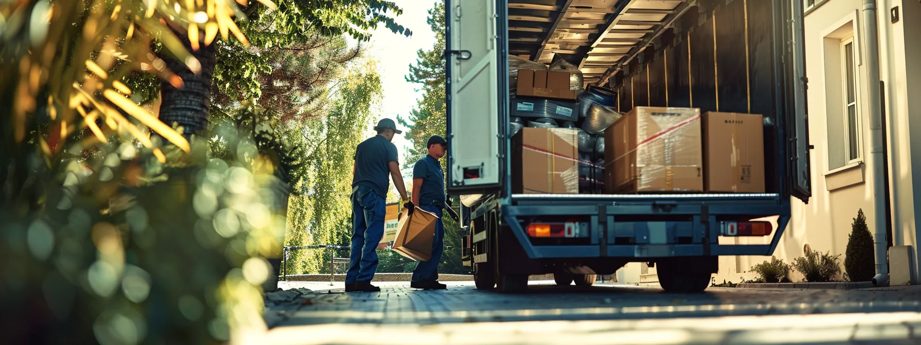 Professional Movers Carefully Wrapping And Securing Furniture With Protective Padding Before Loading It Onto A Moving Truck.