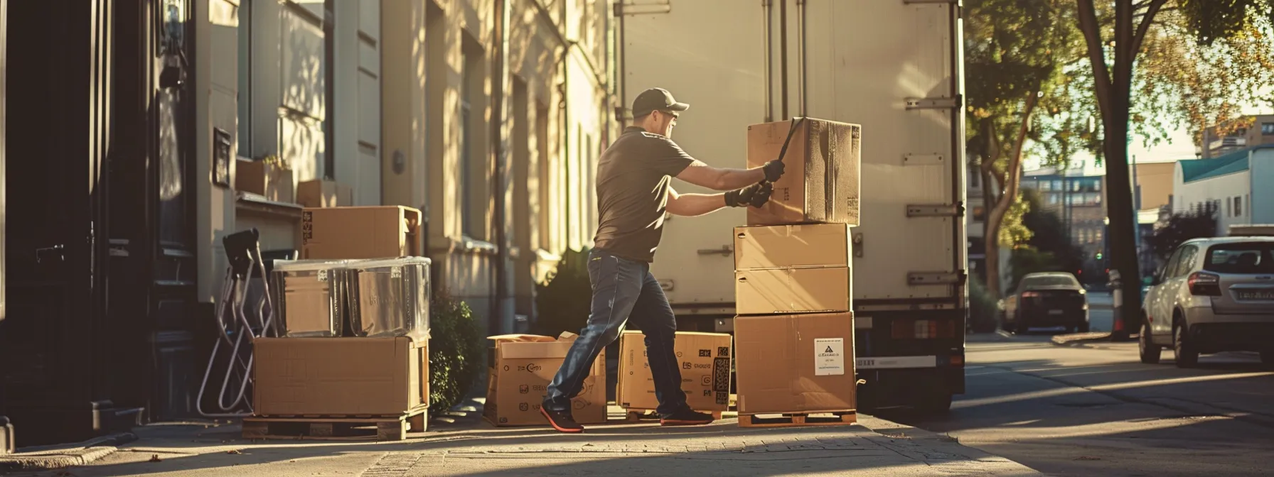 Professional Movers Carefully Loading Furniture Onto A Moving Truck, With Boxes Neatly Stacked Nearby And A Sense Of Efficiency And Organization Evident.